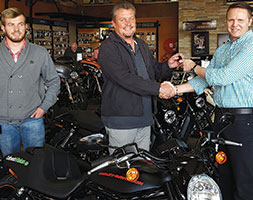 Cobus Myburgh receives his Harley.